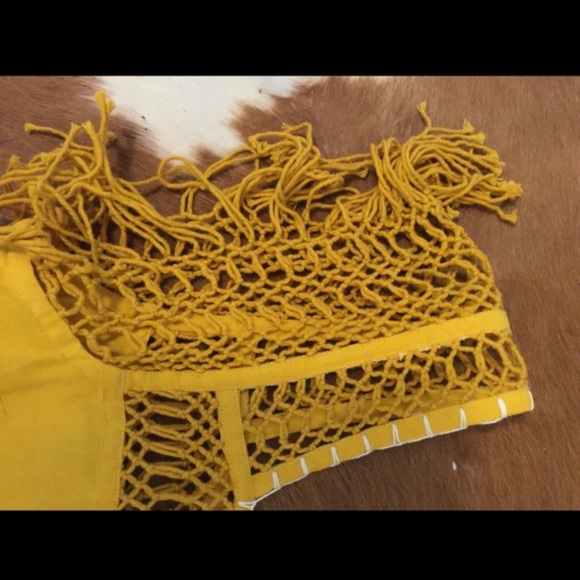 Free People Mustard Crochet Embroidered Dress - Picture 6 of 6